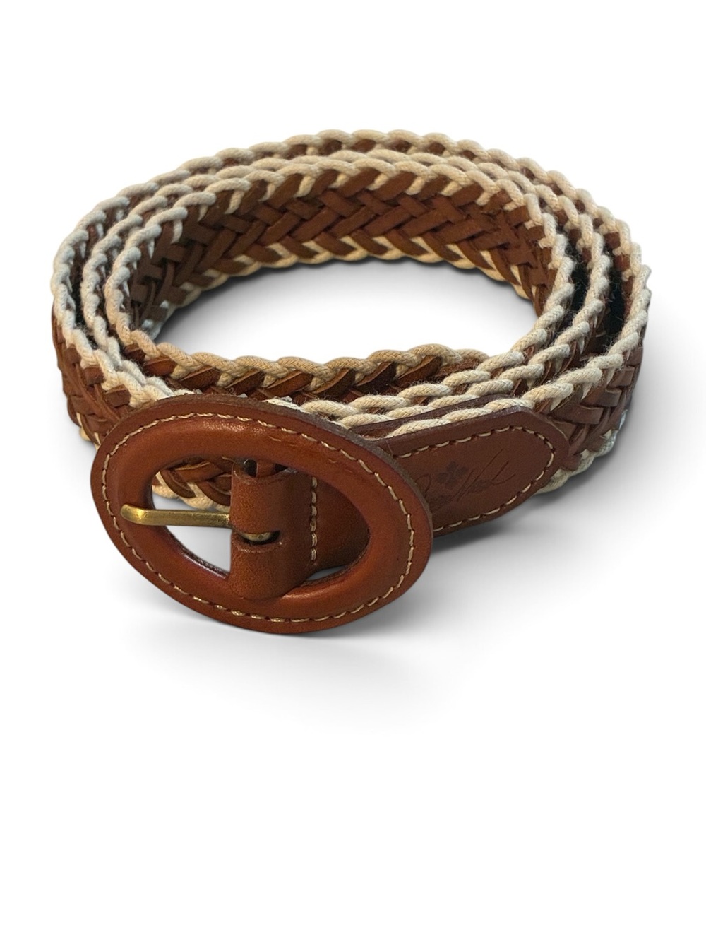 Patricia Nash Woven Braided Leather & Rope Belt Boho Chic 39” Adjustable